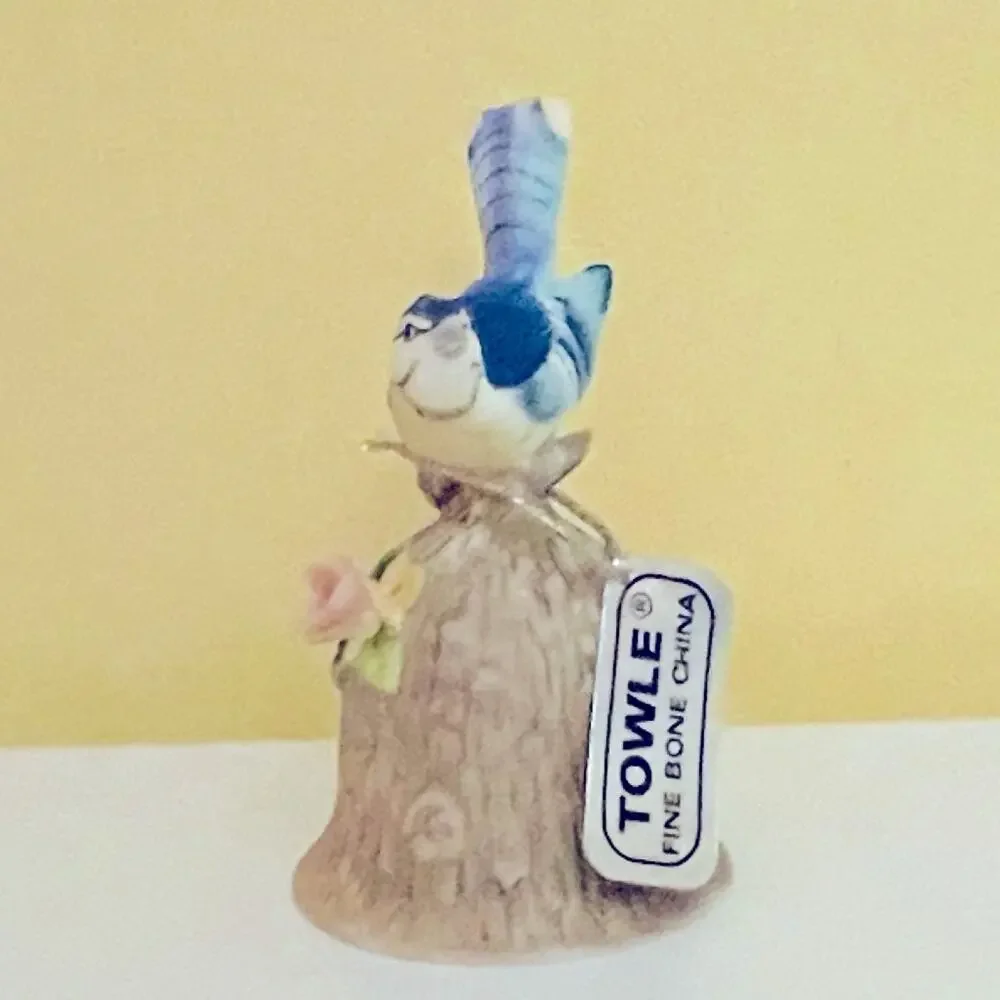 Vtg Towle Bone China Bluebird Bird Dinner Bell Hand Painted Porcelain